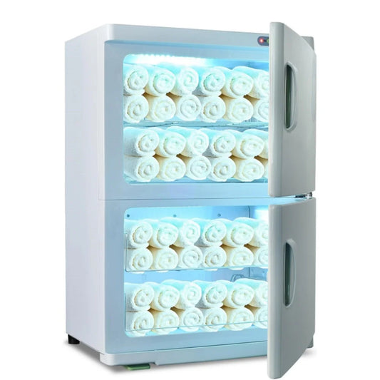 46L Professional Dual Cabinet Towel Tool Warmer Cabinet UV Sterilizer Temperature Control for Massage Shop Hotel Beauty Salon