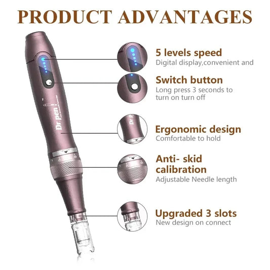 Dr.pen Ultima A10 with 2pcs Cartridge Wireless Skin Care Derma Pen Micro Skin Pen Skin Rejuvenation Machine