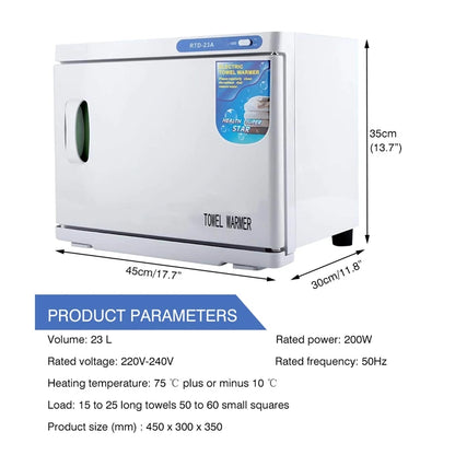 2-In-1 Hot Towel Heater UV Disinfection Box For Rapid Heating 23L large capacity In Facial Hydrotherapy Beauty Massage Salon