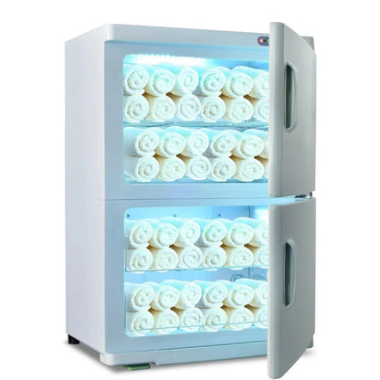 46L Professional Dual Cabinet Towel Tool Warmer Cabinet UV Sterilizer Temperature Control for Massage Shop Hotel Beauty Salon