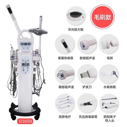 Top Beauty Products 10 in 1 Multifunctional Facial Beauty Machine Vacuum Facial Cleansing LED Magnifying Lamp Hot Steamer
