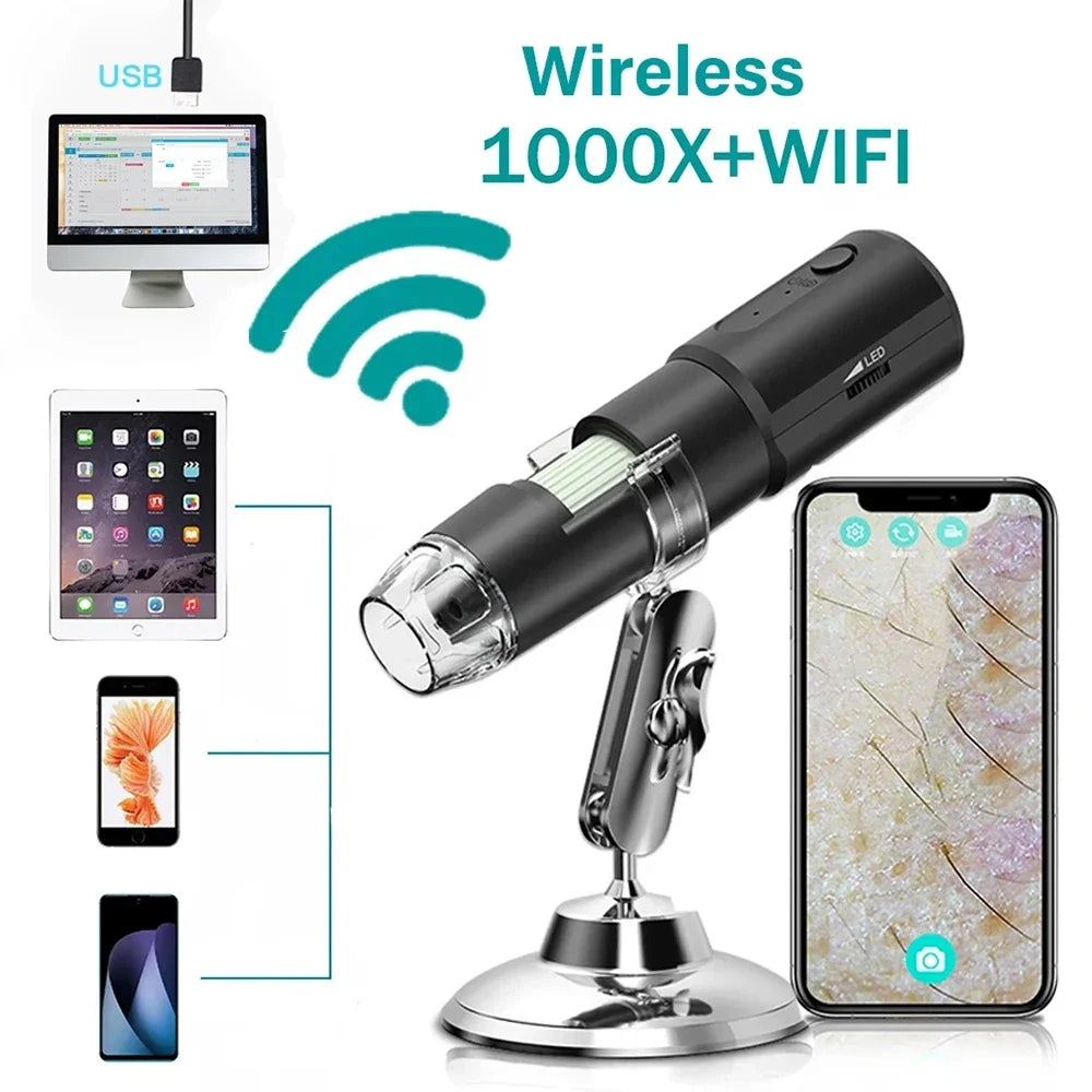 Digital Microscope WiFi Wireless Electron Dermatoscope Scalp Detection Pores Magnifier Facial Skin Analyzer Machine Professional