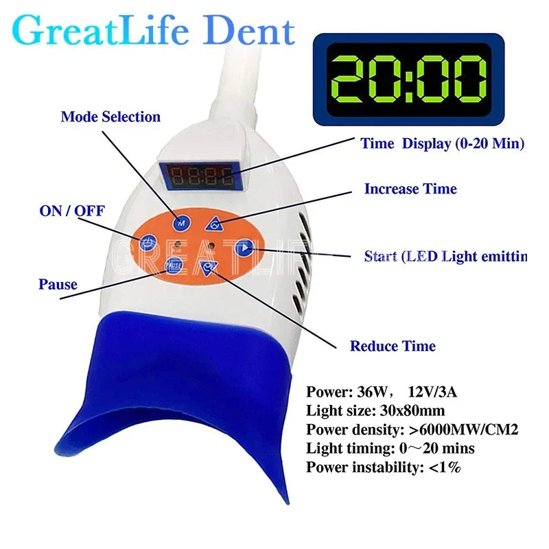GreatLife Teeth Whitener Light Professional Dental Tooth Whitening Instrument Led Lamp For Dentistry Teeth Whitening Machine