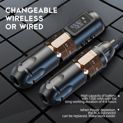 Ambition MARS-U Professional Wireless Tattoo Machine Pen Adjustable Stroke 2.2-4.2mm Cartridge 1800mAh Coreless Motor Tattoo Art