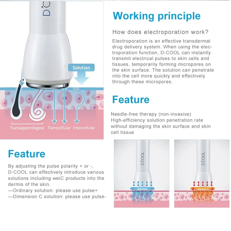 2025 NEW Dcool Portable Cool + Hot + EMS For Skin Tightening Anti Puffiness Facial Electroporation Machine Beauty Device