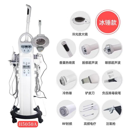 Top Beauty Products 10 in 1 Multifunctional Facial Beauty Machine Vacuum Facial Cleansing LED Magnifying Lamp Hot Steamer