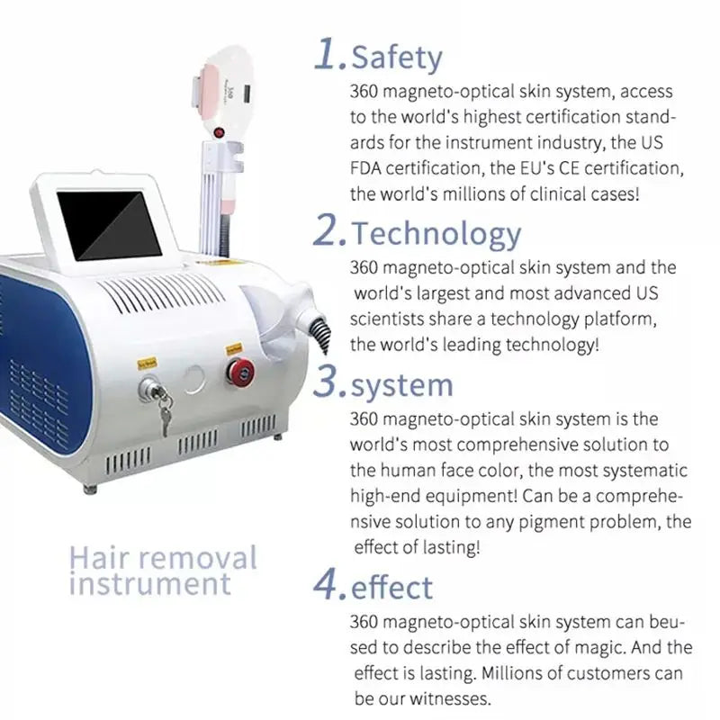 360 Magneto OPT IPL Hair Removal Machine Portable Permanent Epilator Skin Rejuvenation Elight IPL Laser Hair Removal Machine