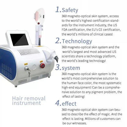 360 Magneto OPT IPL Hair Removal Machine Portable Permanent Epilator Skin Rejuvenation Elight IPL Laser Hair Removal Machine
