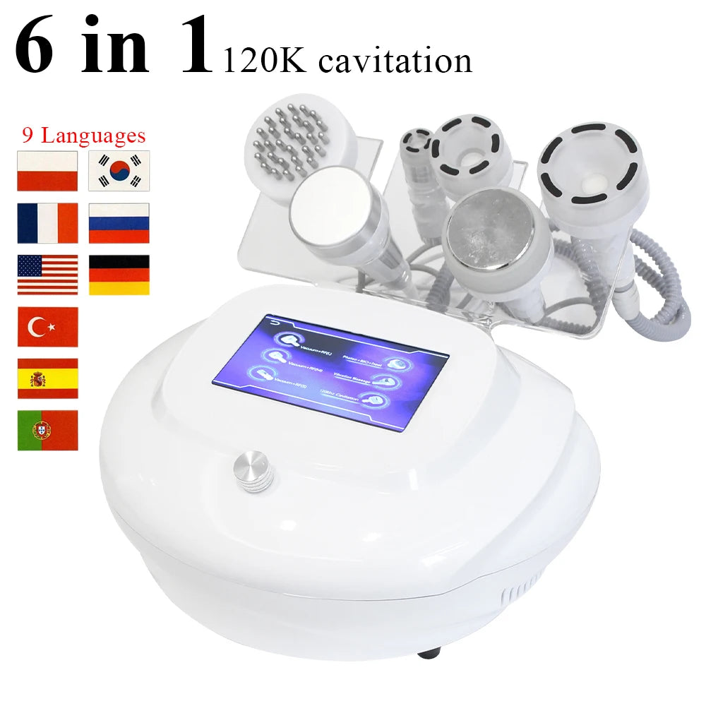 6 in 1 120K Cavitation Vacuum Massage Machine Body Shaping Weight Loss Facial Lifting Anti Cellulite Beauty Machine Skin Care