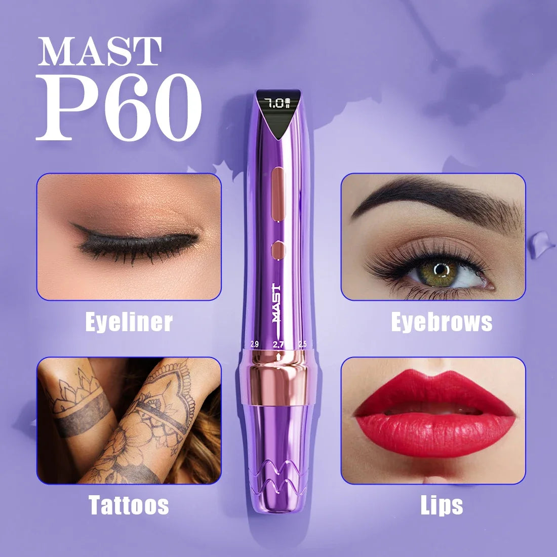 Mast P60 Permanent Makeup Machines 5 Strokes Wireless Tattoo Machine Eyebrow Lip PMU Pen Pro Artist Tattoo Supplies