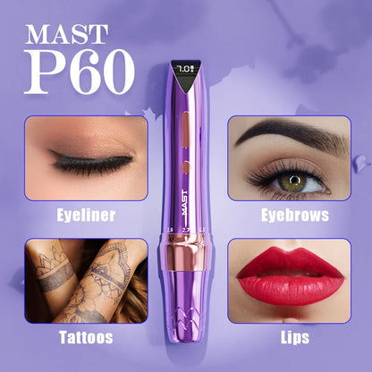 Mast P60 Permanent Makeup Machines 5 Strokes Wireless Tattoo Machine Eyebrow Lip PMU Pen Pro Artist Tattoo Supplies