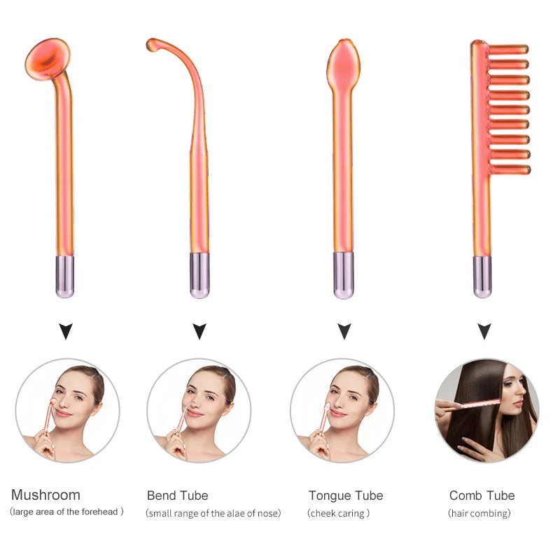 High Frequency Facial Machine Electrode Wand Glass Tube For Hair Face Electrotherapy Wand Argon Treatment Acne  Skin Care