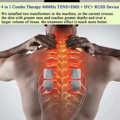 4 In 1 Electric Muscle Stimulator Interferential High-Frequency Physiotherapy Device EMS IFT RUSS TENS Pulse Electrostimulator