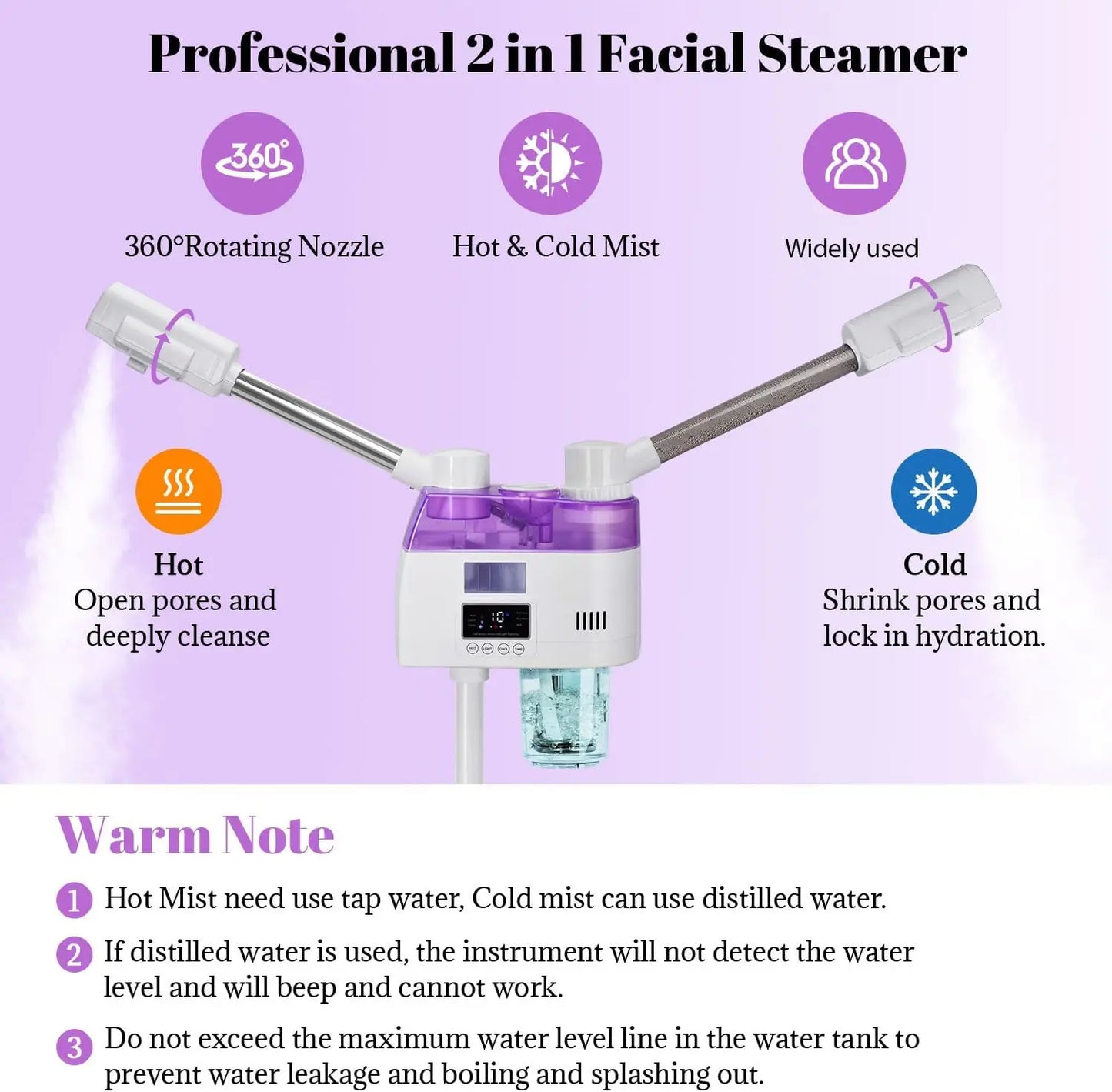 2 in 1 Ozone Facial Nano Hot Cold Steamer Warm Mist Ion Steaner Face Deep Cleaning 10s Spray Vaporizer Salon Home Spa Sprayer