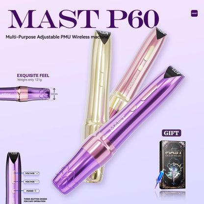 Mast P60 Permanent Makeup Machines 5 Strokes Wireless Tattoo Machine Eyebrow Lip PMU Pen Pro Artist Tattoo Supplies