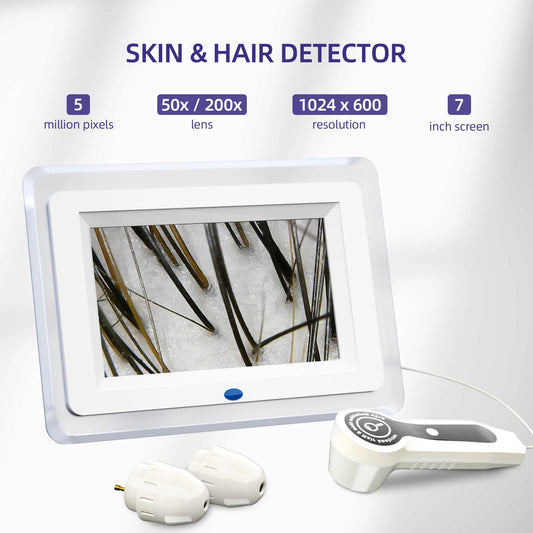7 inch HD Display Professional Skin Analyzer 50X/200X Skin Magnifier Pore Microscope Face Tester Hair Follicle Scalp Detector