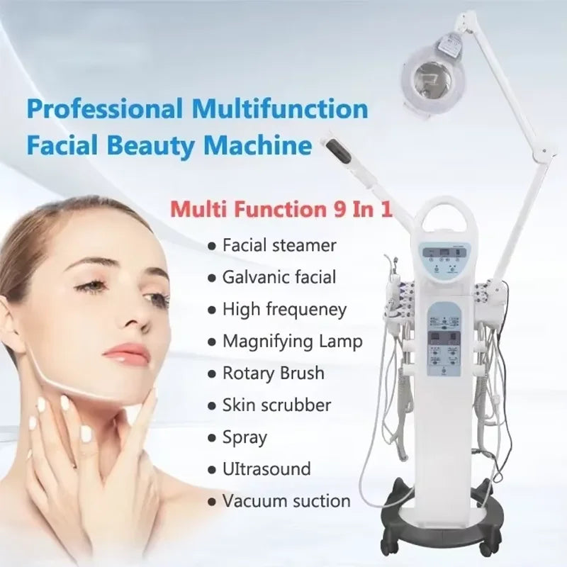 Top Beauty Products 10 in 1 Multifunctional Facial Beauty Machine Vacuum Facial Cleansing LED Magnifying Lamp Hot Steamer