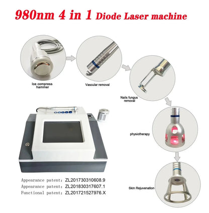 980nm Diode Laser Machine for Skin Fungal Infection Image Vascular Vein Removal Nail Fungus Removal Device