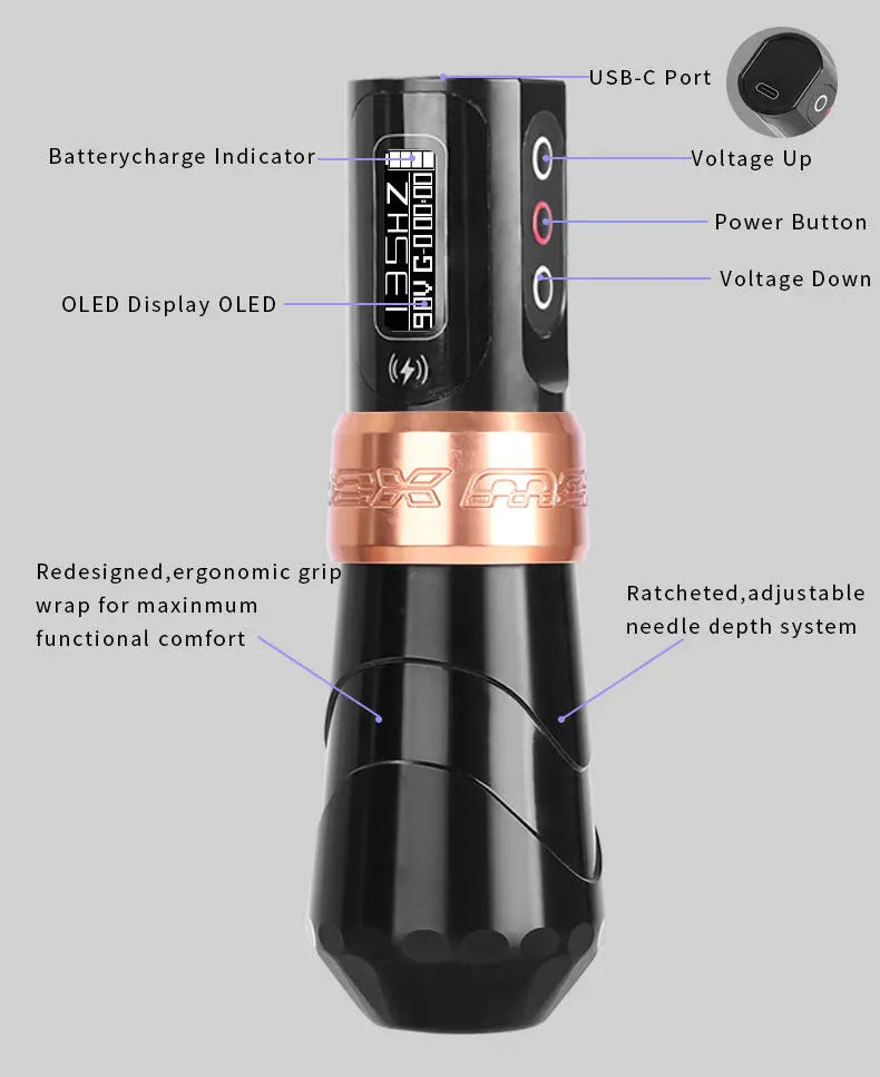 Wireless Tattoo Machines Professional Permanent Makeup Rotary Tattoo Pen LCD Display  Coreless Motor Tattoo Machine