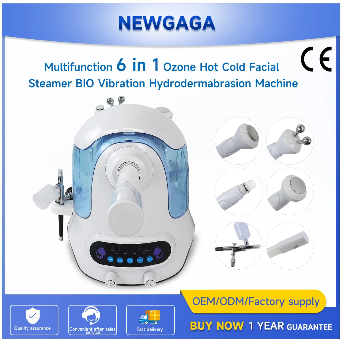 NEWGAGA 6 In 1 CO2 Oxygen Bubble Facial Machine Whitening Moisturizing Skin Care Hot Cold Ultrasound Skin Rejuvenation Device