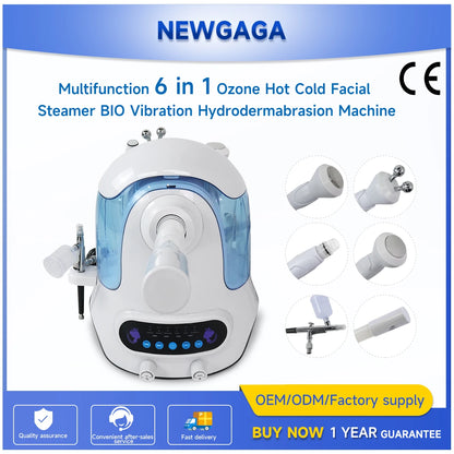 NEWGAGA 6 In 1 CO2 Oxygen Bubble Facial Machine Whitening Moisturizing Skin Care Hot Cold Ultrasound Skin Rejuvenation Device