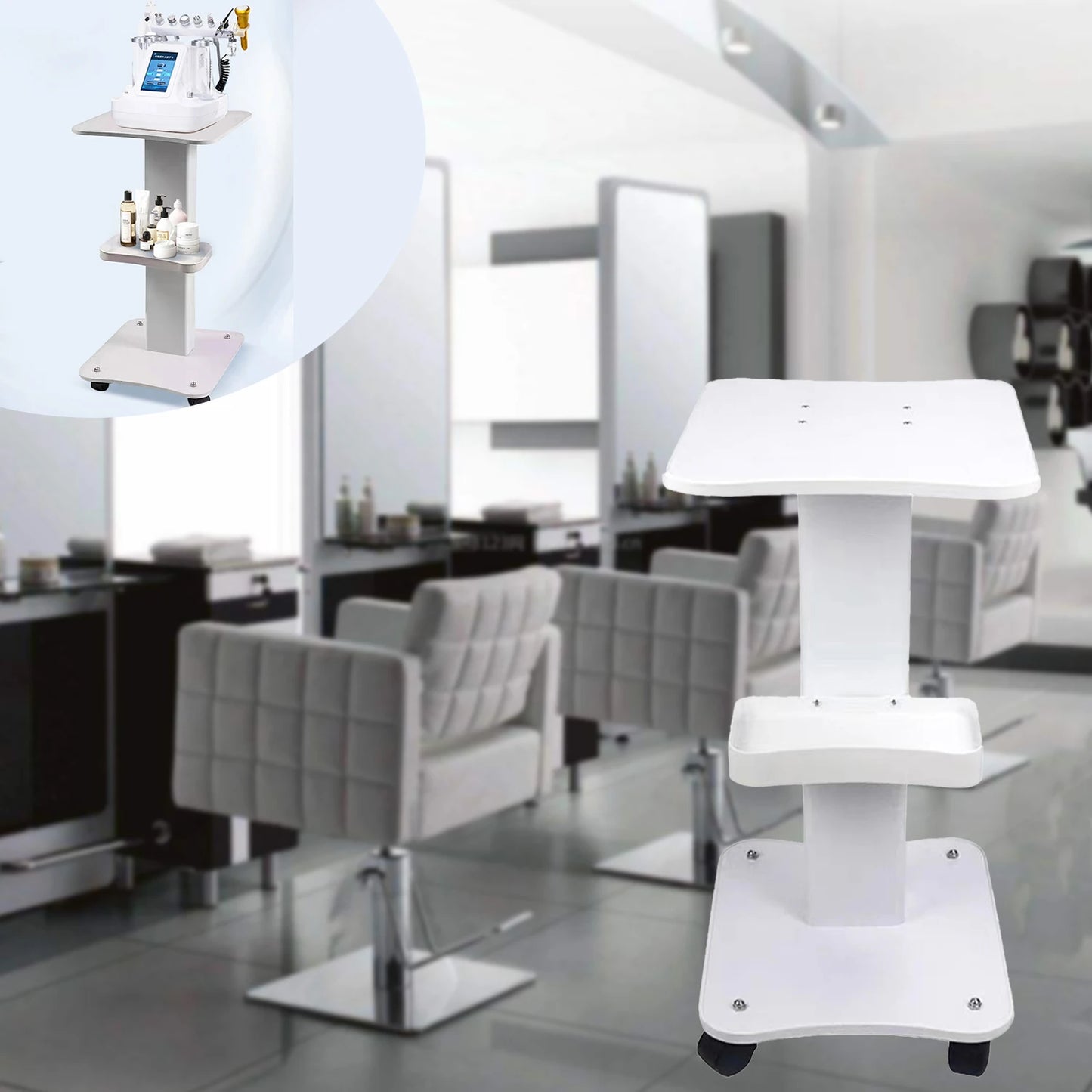 Beauty Equipment Salon Table Trolley Stand Beauty Rolling Cart Wheel Holder Spa Max Load 40Kg 360°Rotatable