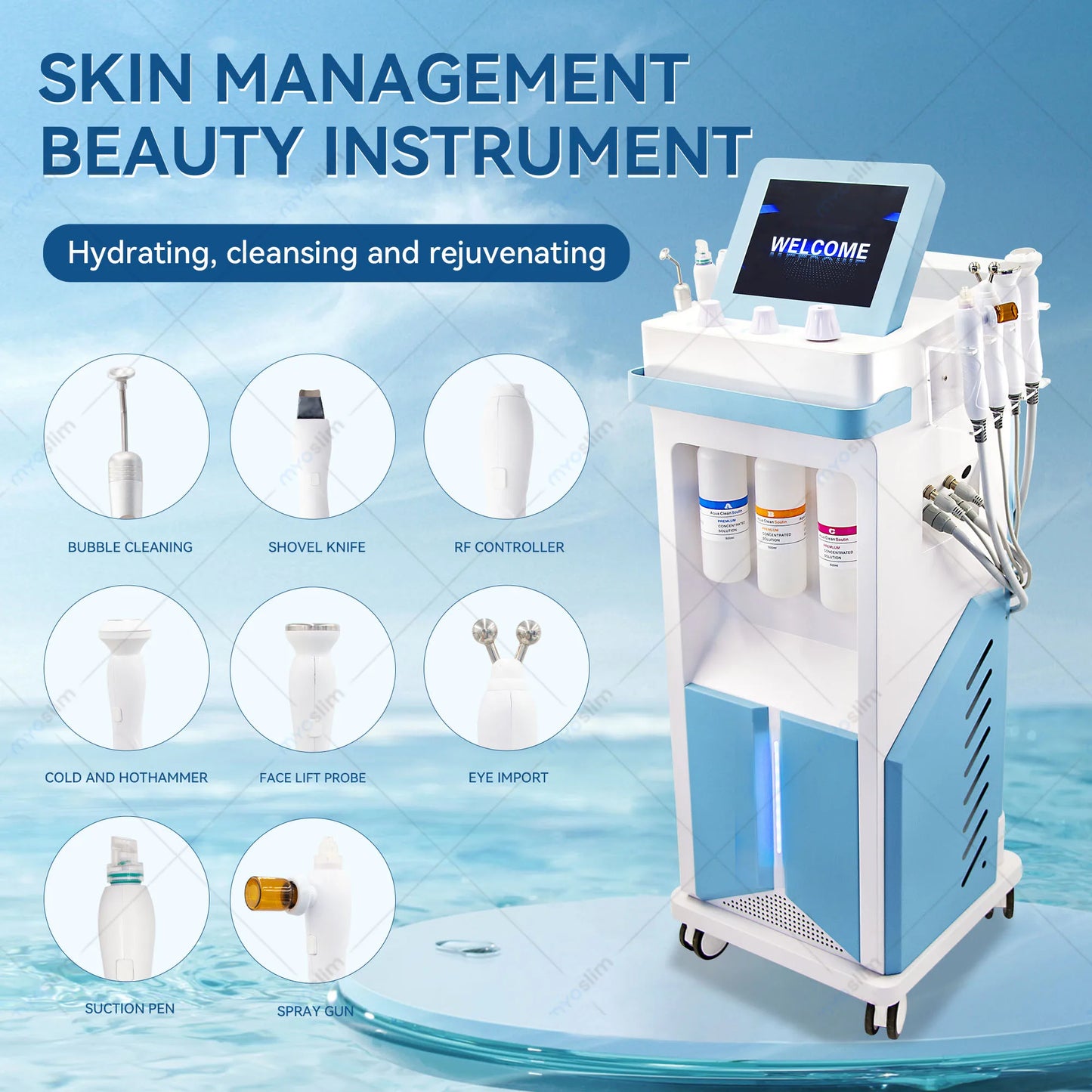 Oxygen Skin Moisturizing Beauty Machine Hydrodermabrasion Water Peeling Deep Cleansing Exfoliation Beauty Facial Device
