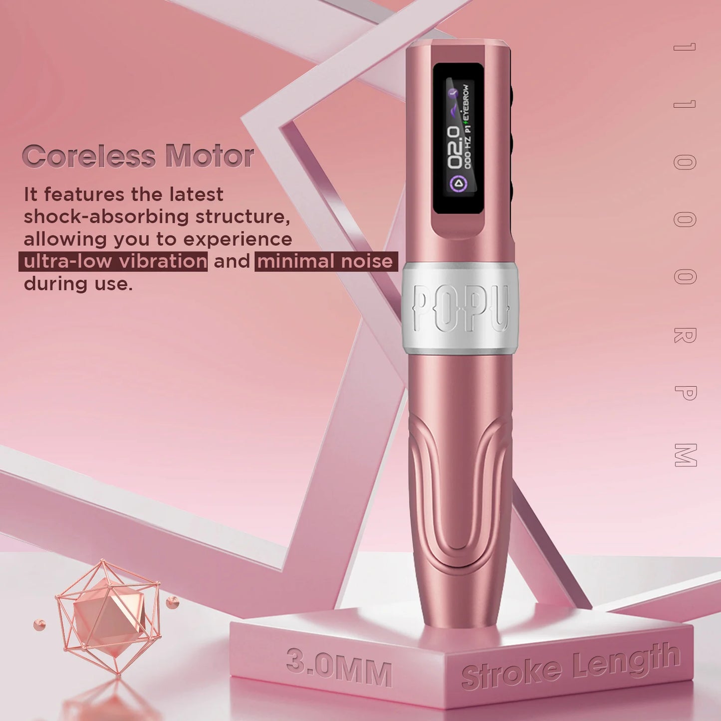 POPU MINI DIVA Permanent Makeup Wireless Battery Tattoo Pen Machine for PMU & SMP OLED Digital Display Power Pack