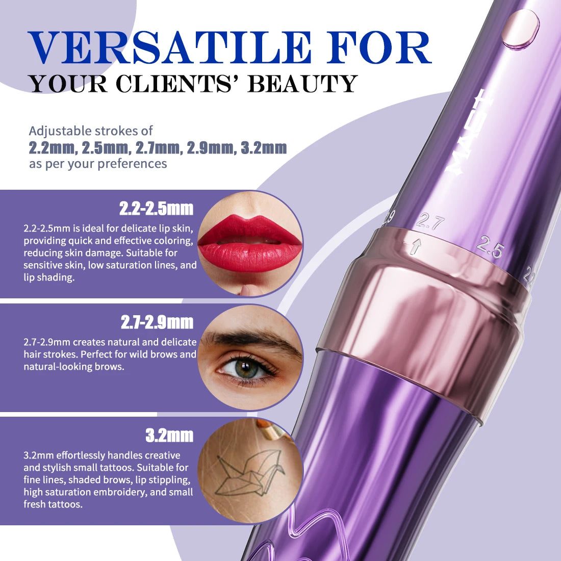 Mast P60 Wireless Tattoo Pen Machine With 2.2mm-3.2mm Adjustable Stroke Length Eyebrow Lips Permanent Makeup Machine