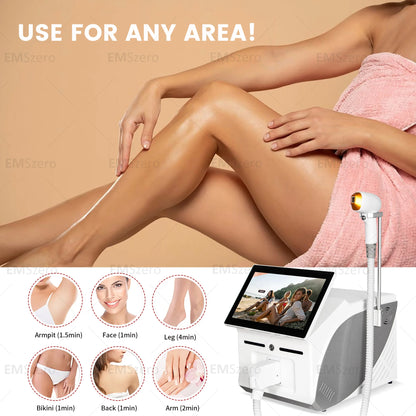 Permanent safe painless diode laser hair removal 808nm 755nm 1064nm three wavelength machine platinum ice technology physical ca