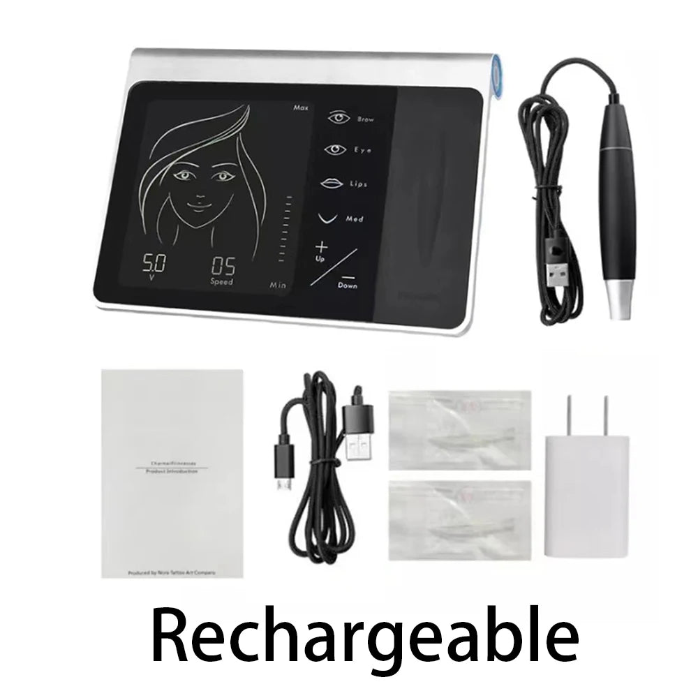 New Touch Screen Permanent Makeup Tattoo Machine Microblading Eyebrow Eyeliner Lip Tattoo Pen With 2pcs Cartridge Neeldes