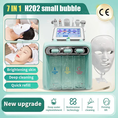 7-in-1 Hydra Skincare Beauty Machine H2o2 Small Bubble Exfoliation Cleansing Facial Care Machine