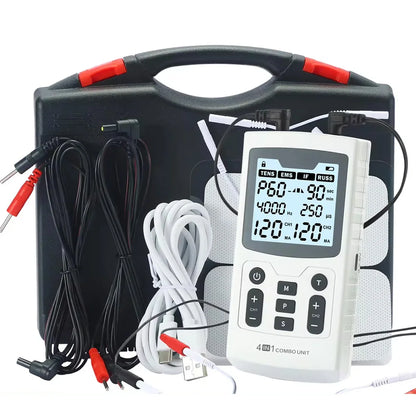 4 In 1 Electric Muscle Stimulator Interferential High-Frequency Physiotherapy Device EMS IFT RUSS TENS Pulse Electrostimulator