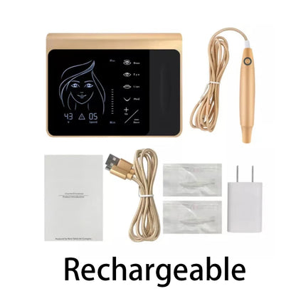 New Touch Screen Permanent Makeup Tattoo Machine Microblading Eyebrow Eyeliner Lip Tattoo Pen With 2pcs Cartridge Neeldes