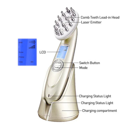 EMS Electric Laser Hair Growth Comb Infrared RF Vibration Massager Microcurrent Hair Care Loss Treatment Hair Regrowth