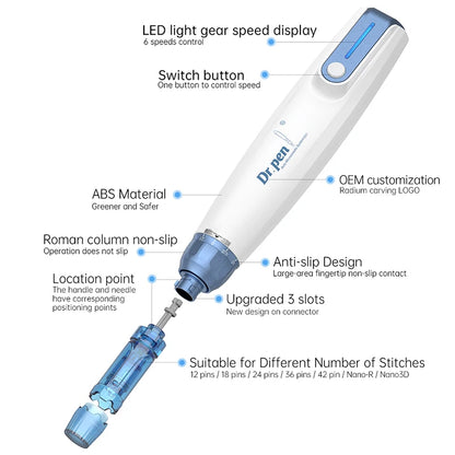 Dr.pen A9-W Wireless professional Microneedling Pen MTS Machine With 30pcs Needle Cartridges for Skin Care & Hair Beard Growth