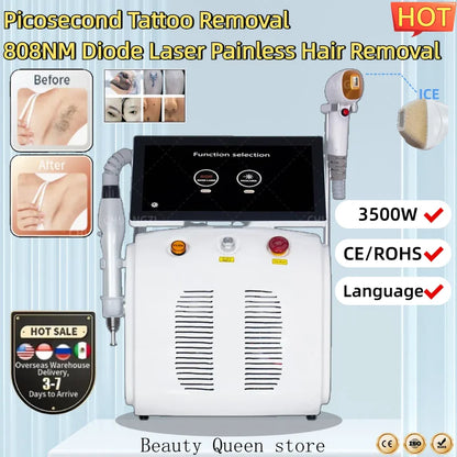 808 Diode Laser Hair Removal Device And Picosecond 2 in1 Ice Titanium Laser Body Hair Removal Machine Tattoo Removal Machine