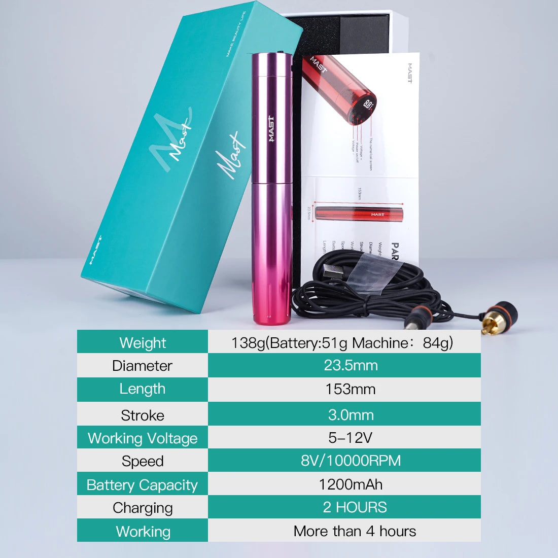 Mast Y22 Wireless Tattoo Pen With LED Display 2 Work Mode Dragonhawk Eyebrow Lips Permanent Makeup Machine Tattoo Supplies