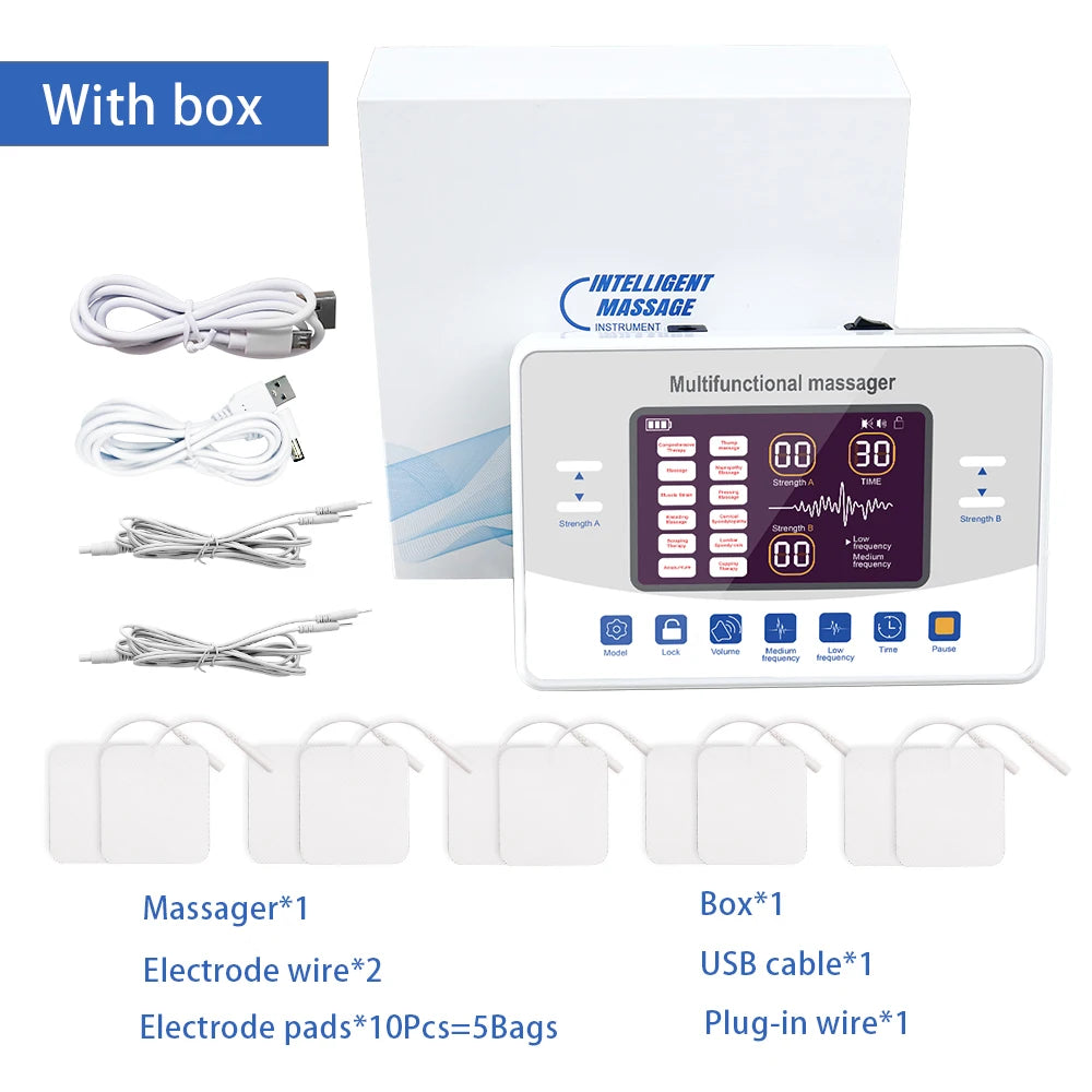 12 Modes TENS Low Frequency Therapy Device EMS Muscle Stimulator Electric Pulse Massager Myostimulation Apparatus Massage Relax