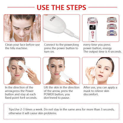 New Mini HIFU Radio Frequency Ultrasonic Machine EMS Micro Current Facial Beauty Instrument Firming Skin Care Anti-Wrinkle Tool