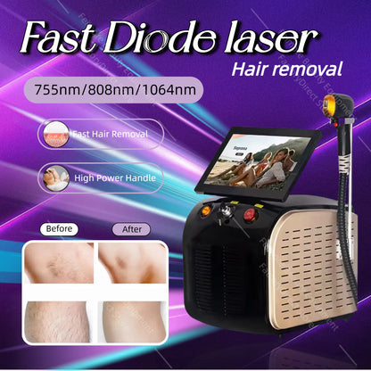 808nm Diode Laser Hair Removal Device 3500W Skin Rejuvenation Ice Alexandrit Permanent Cooling Head Painless Epilator Machine
